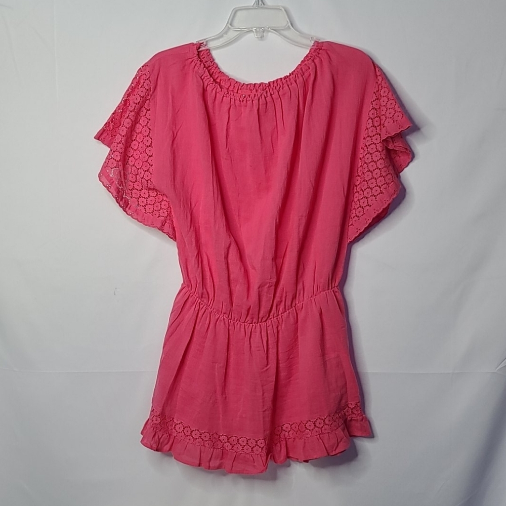 Victoria Secret peasant tunic lace sleeve pink top - Picture 1 of 7